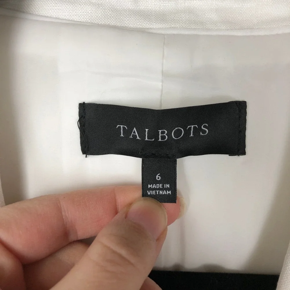 Talbots Womens Classic Linen Blazer Size 6 White Breathable Summer Work Office - Picture 10 of 14